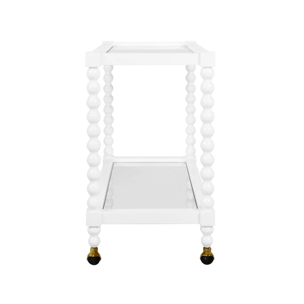 Isadore - Bobbin Style Bar Cart In White Lacquer 5 Isadore - Bobbin Style Bar Cart In White Lacquer - Image 5