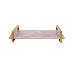 Jarvis - Pink Quartz Tray With Brass Handles