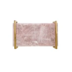 Jarvis - Pink Quartz Tray With Brass Handles -France and So Furniture JARVIS 20PKQ TOP