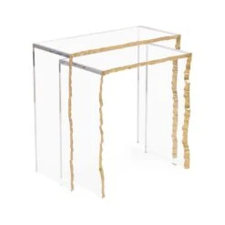 Ashford Gold-Leaf Edge Nesting Tables (Set Of Two) - Clear - Acrylic