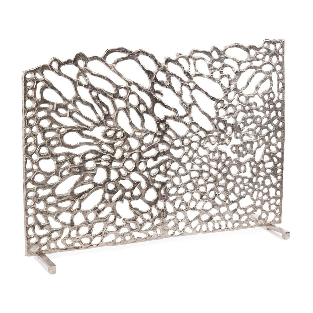 Organic Fire Screen In Nickel - Silver 1 Organic Fire Screen In Nickel - Silver