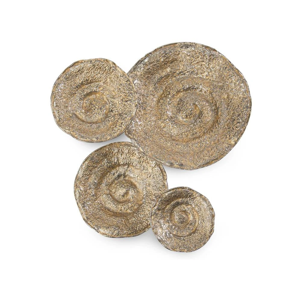 Quartet Of Gold And Nickel Escargot Wall Hangings - Silver 2 Quartet Of Gold And Nickel Escargot Wall Hangings - Silver - Image 2