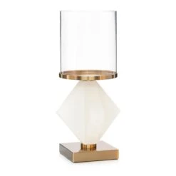 Emory In Alabaster Candleholder - White - Glass