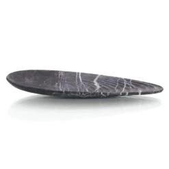 Carved Teardrop Black Marble Tray I - Black