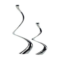 Silver Spiral Candleholders, Set Of 2