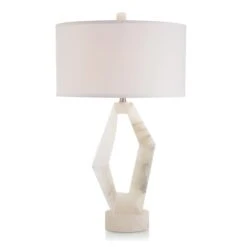 Abstract Alabaster Table Lamp - Silver,White