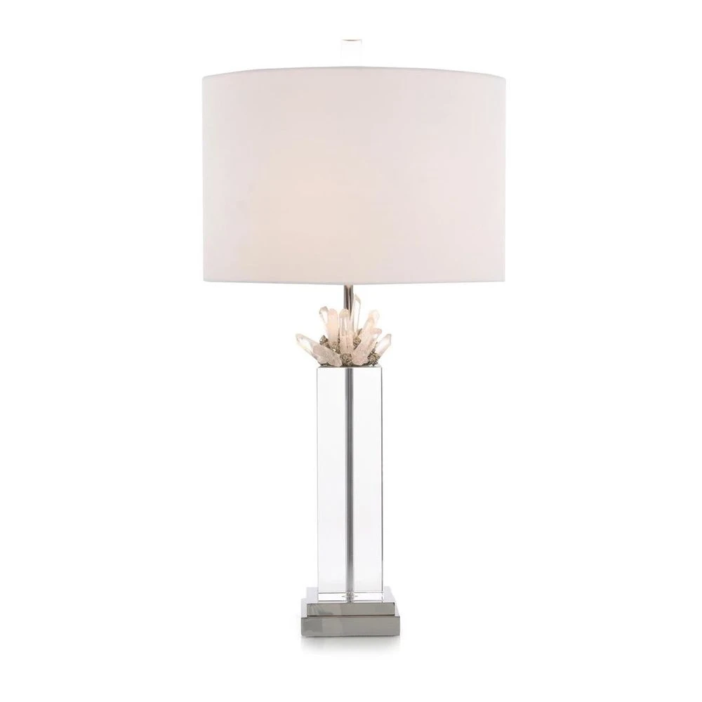 Quartz And Pyrite On Glass Table Lamp - Silver,White 1 Quartz And Pyrite On Glass Table Lamp - Silver,White