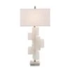 Mondrian In Ivory Alabaster Table Lamp - Silver,White