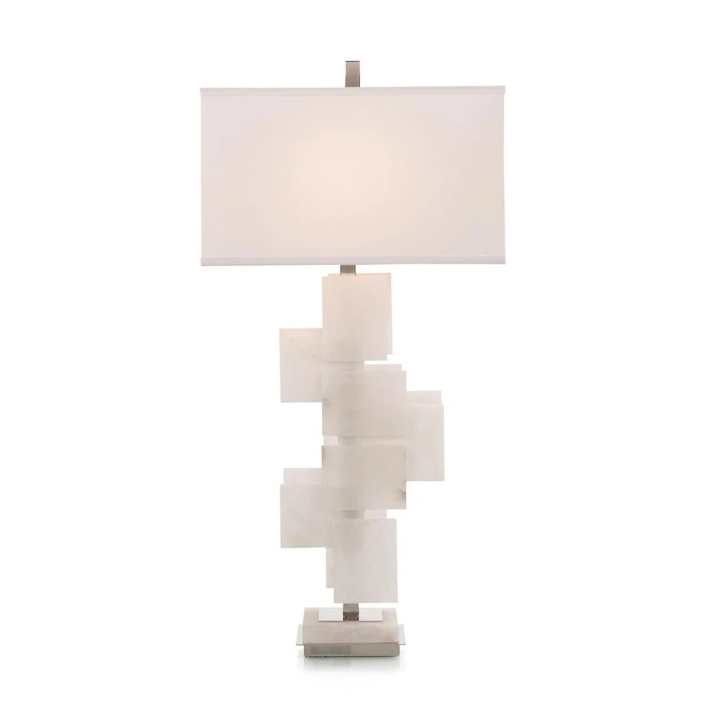 Mondrian In Ivory Alabaster Table Lamp - Silver,White 1 Mondrian In Ivory Alabaster Table Lamp - Silver,White