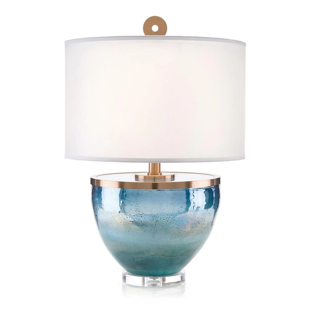 Caribbean Blue Glass Table Lamp - Bronze,Clear,White 1 Caribbean Blue Glass Table Lamp - Bronze,Clear,White