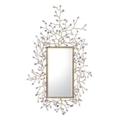 Budding Amethyst Mirror - Brass