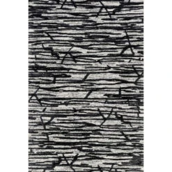 Loloi Juneau Ivory / Black 3'-6" X 5'-6" Accent Rug