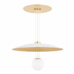Brim 1 Light Small Pendant Soft White / Gold Leaf