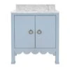 Kealey - Bath Vanity With Scallop Detail In Matte Light Blue With White Marble Top And Porcelain Sink