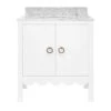 Kealey - Bath Vanity With Scallop Detail In Matte White Lacquer With White Marble Top And Porcelain Sink