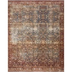 Magnolia Home By Joanna Gaines X Loloi Kennedy Denim / Brick 2'-8" X 12' Runner Rug