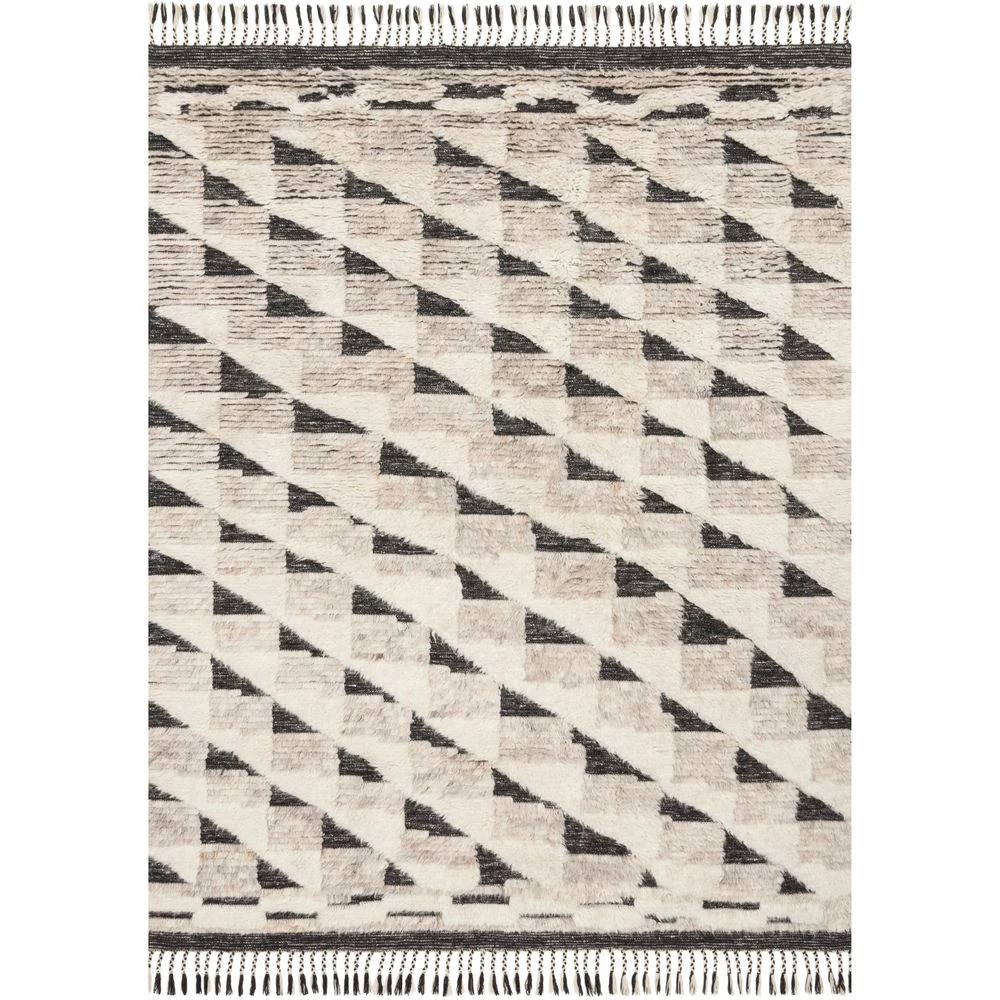 Loloi Khalid Natural / Black 7'-9" X 9'-9" Area Rug 1 Loloi Khalid Natural / Black 7'-9" X 9'-9" Area Rug