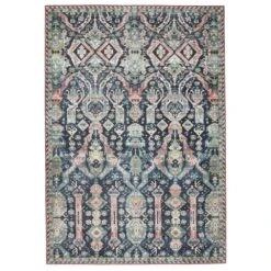 Cypress Teleza Trellis Dark Blue/ Clay Runner Rug (2'6"X8')