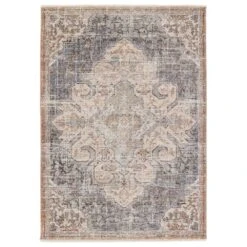 Annette Medallion Tan/ Blue Area Rug (9'X13')