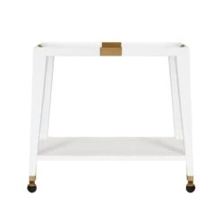Linus - Flared Bar Cart With Antique Brass Detail In White Textured Linen