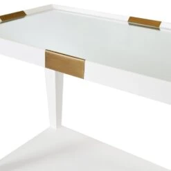 Linus - Flared Bar Cart With Antique Brass Detail In White Textured Linen -France and So Furniture LINUS 20WHL DETAIL 201