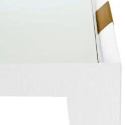 Linus - Flared Bar Cart With Antique Brass Detail In White Textured Linen -France and So Furniture LINUS 20WHL DETAIL 202 20copy