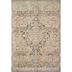 Loloi Lourdes Ivory / Multi 2'-8" X 2'-8" Round Accent Rug