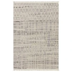 Casita Trellis Cream/ Gray Runner Rug (3'X8')