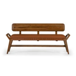 Stevens Wood And Leather Bench