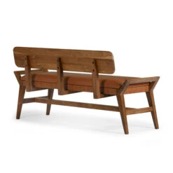 Stevens Wood And Leather Bench -France and So Furniture LVR00121 3 1