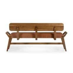 Stevens Wood And Leather Bench -France and So Furniture LVR00121 4 1