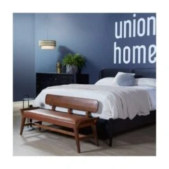 Stevens Wood And Leather Bench -France and So Furniture LVR00121 8