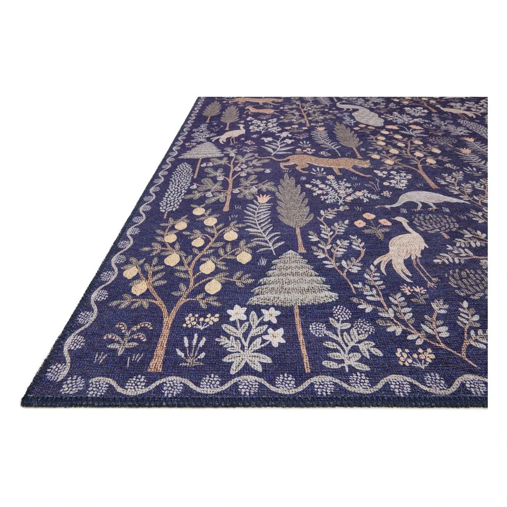 Rifle Paper Co. X Loloi Menagerie Navy 3'-9" X 5'-9" Accent Rug 2 Rifle Paper Co. X Loloi Menagerie Navy 3'-9" X 5'-9" Accent Rug - Image 2