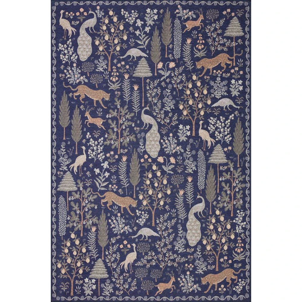 Rifle Paper Co. X Loloi Menagerie Navy 3'-9" X 5'-9" Accent Rug 1 Rifle Paper Co. X Loloi Menagerie Navy 3'-9" X 5'-9" Accent Rug