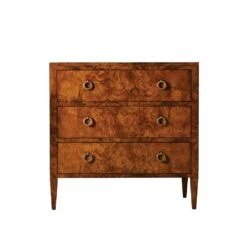 Three Drawer Chest On Legs - Walnut Burl