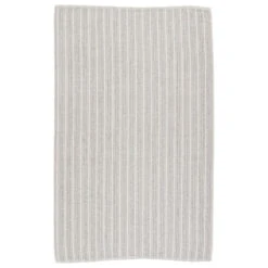 Seren Striped Light Gray/ Ivory Area Rug (5'X8')