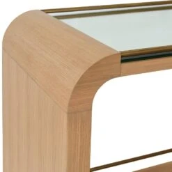 Myer - Waterfall Edge Bar Cart With Antique Brass Rails In Natural Oak 9 Myer - Waterfall Edge Bar Cart With Antique Brass Rails In Natural Oak -France and So Furniture MYER 20NO DETAIL 202