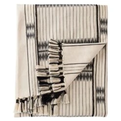 Saarav Hand-Loomed Tribal Cream/ Black Throw