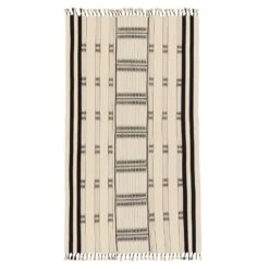 Saarav Hand-Loomed Tribal Cream/ Black Throw -France and So Furniture NGD04 2