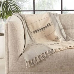 Tetseo Hand-Loomed Tribal Cream/ Gray Throw -France and So Furniture NGD05 2