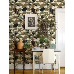 Canopy Sketch Wallpaper -France and So Furniture NP CanopySketch CatalpaFallGreen 2