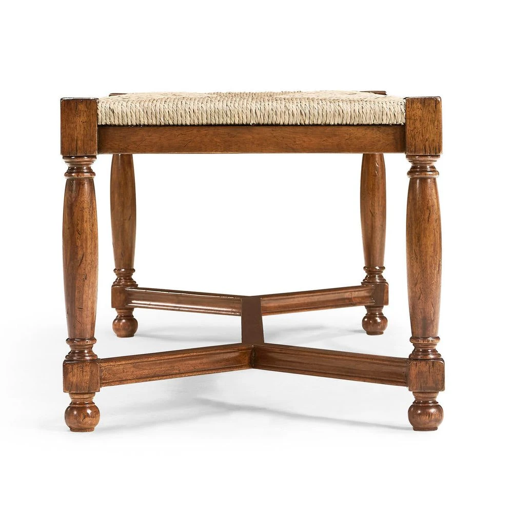 Two Seat Stool With Rushed Seat 3 Two Seat Stool With Rushed Seat - Image 3