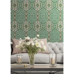 Ottoman Jewel Wallpaper -France and So Furniture OttomanJewel KellyGreen1