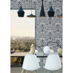 Ottoman Wallpaper -France and So Furniture OttomanLrg Greys1