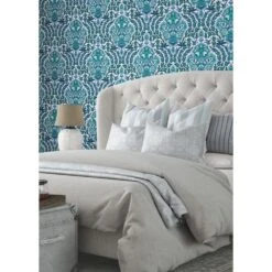 Ottoman Wallpaper -France and So Furniture OttomanLrg Turquoise 1