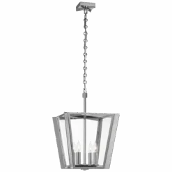 Caspian 15" Lantern - Polished Nickel With Clear Glass