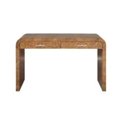 Petra - Waterfall Edge Desk In Dark Burl Wood