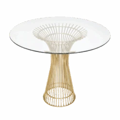 Powell Gold Dining Table Base W. 36'D Beveled Glass