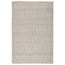 Fika Solid Light Gray/ Ivory Area Rug (4'X6')