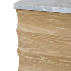 Rhodes - Bath Vanity With Horizontal Fluted Detail In Cerused Oak With White Marble Top, Porcelain Sink, And Polished Brass Knobs -France and So Furniture RHODES 20CO DETAIL 203